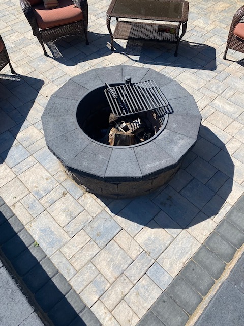 Custom paver fire pit and patio